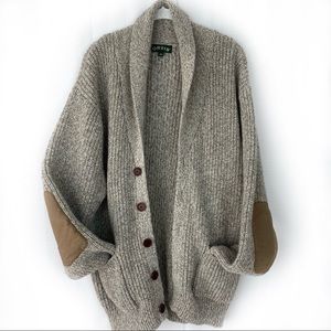 Orvis Wool Blend Shawl Cardigan Sweater in Oatmeal